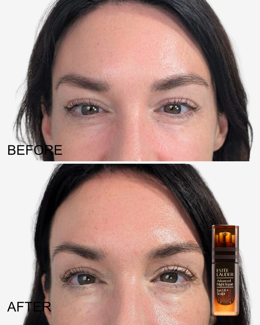 Estee Lauder Eye Lift & Sculpt  Before and After On Alicia, 40 Year Old Contact lens wearer