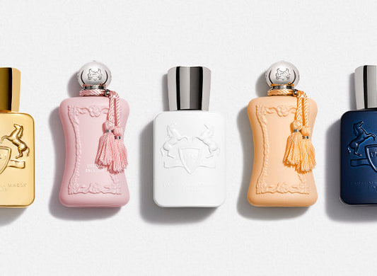 Parfums de marly bottles with tassle, godolphin, delina, galloway, cassili, layton bottles