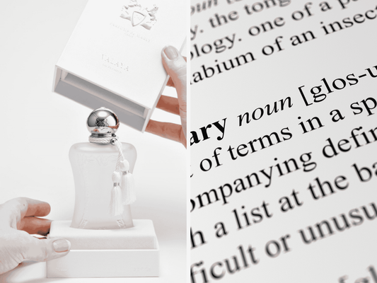 Image of perfume with glossary 