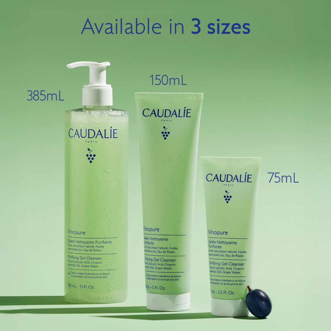 Caudalie Vinopure Purifying Gel Cleanser – 1oz/30ml Travel Size, Lot Of 3, Sulfate-Free, Cruelty-Free