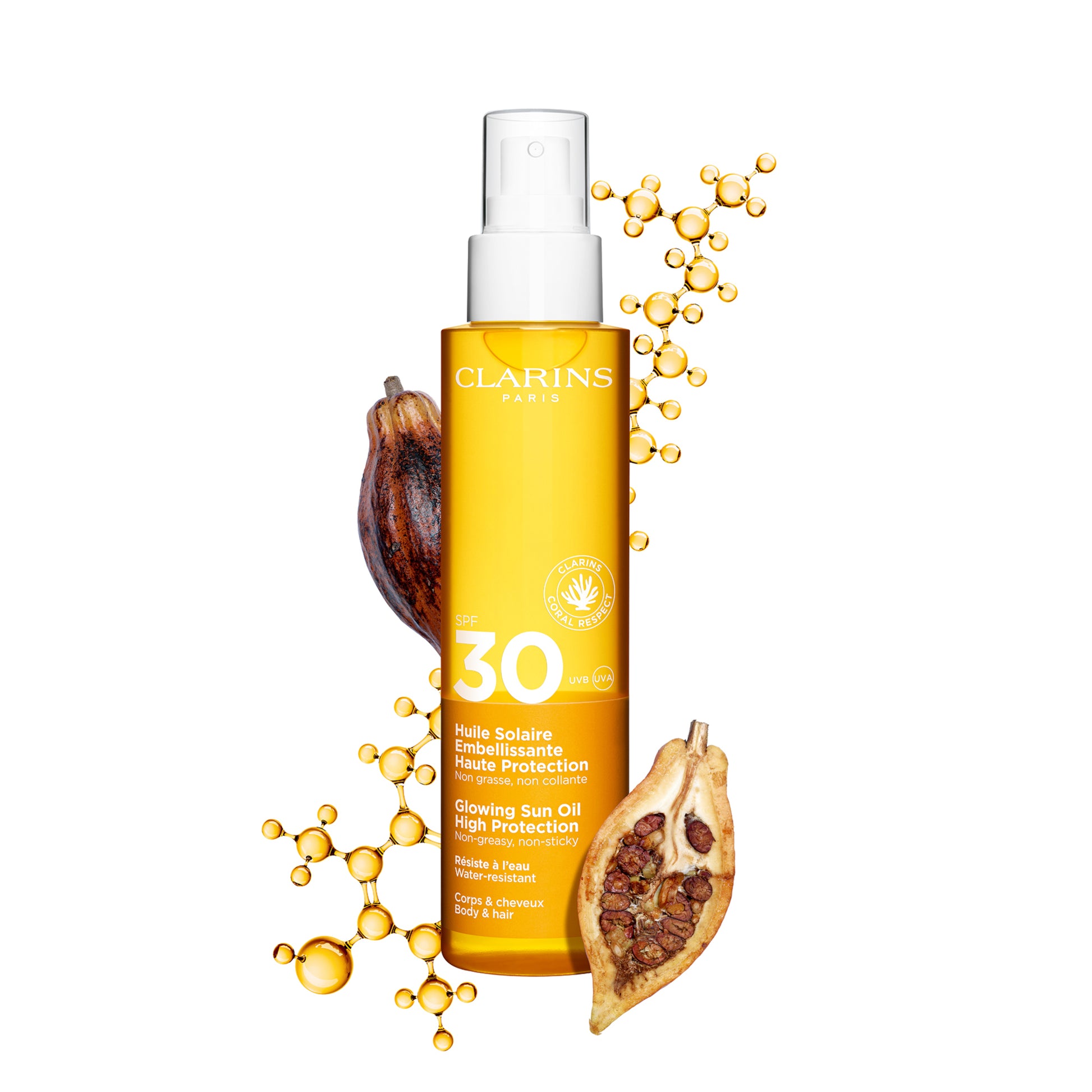 Clarins Sun Care Glowing Sun Oil High Protection for Body & Hair SPF30