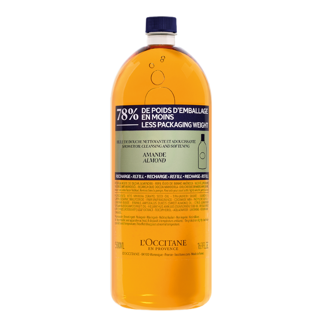 L'Occitane Almond Cleansing and Softening Shower Oil Refill - 500ml