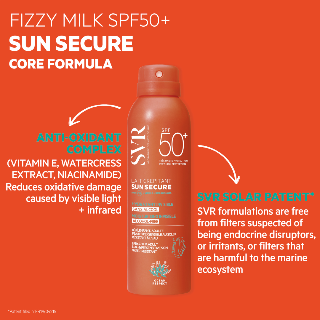 SVR Sun Secure Face & Body Fizzy Milk SPF50+