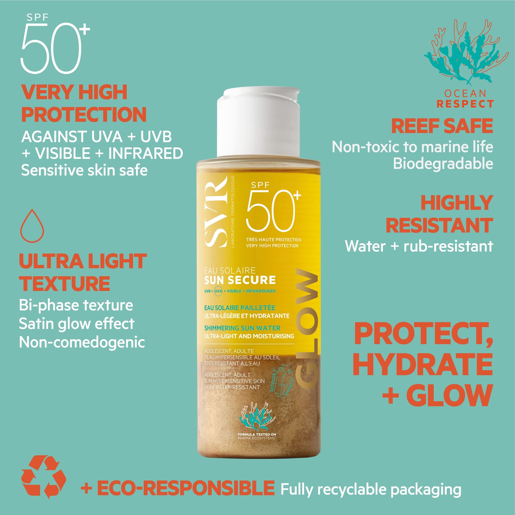 SVR Sun Secure Shimmering Sun Water SPF50+