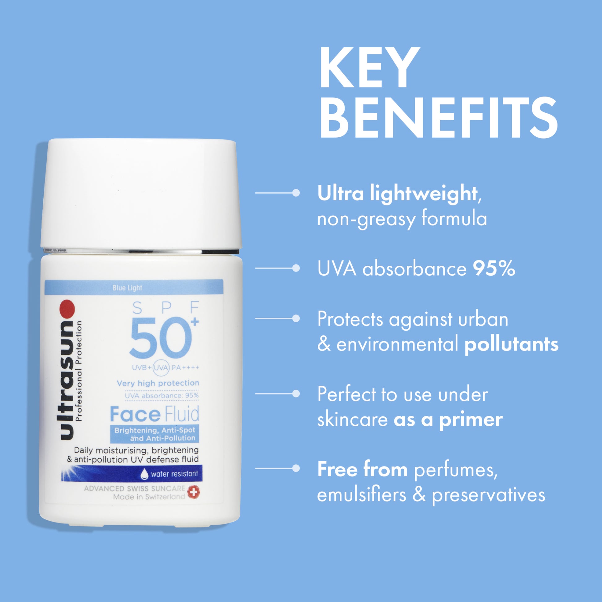 Ultrasun Face Fluid Brightening, Anti-Spot and Anti-Pollution SPF50+