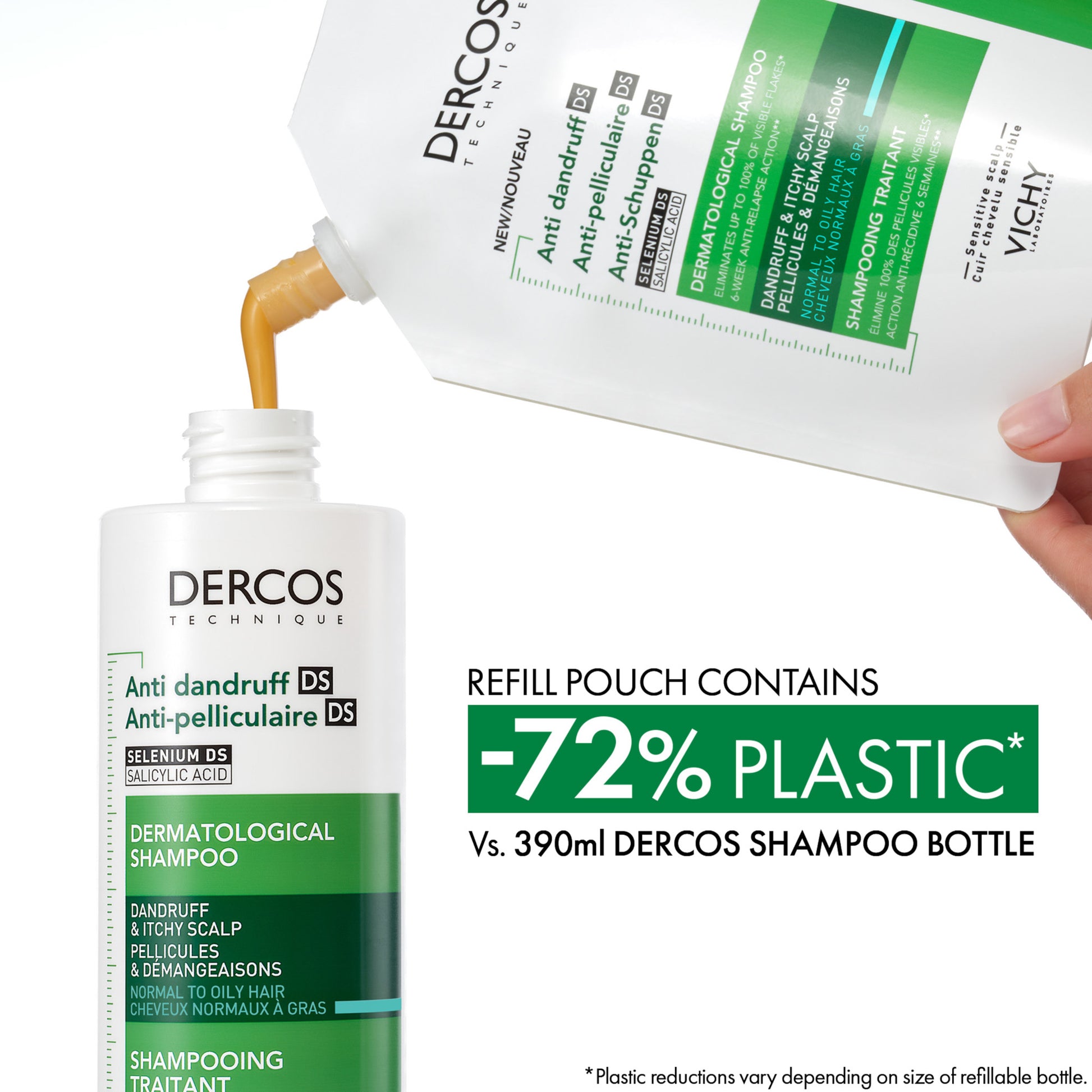 Vichy Dercos Anti-Dandruff Shampoo for Normal to Oily Hair Refill