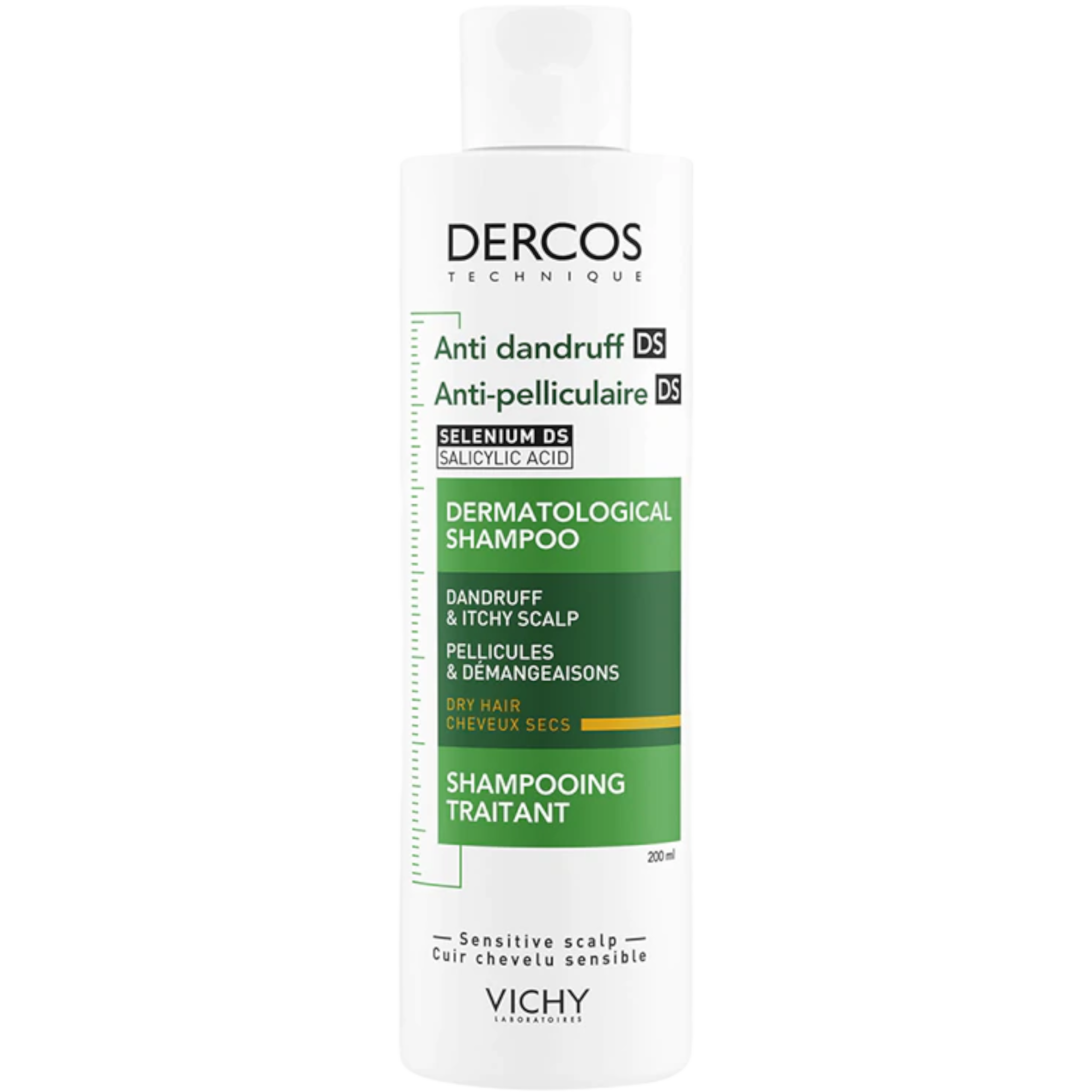 Vichy Dercos Anti-Dandruff Advanced Action Shampoo for Itchy Scalp, Dry Hair - 200ml