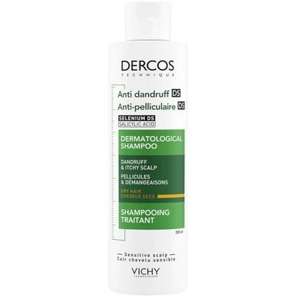 Vichy Dercos Anti-Dandruff Advanced Action Shampoo for Itchy Scalp, Dry Hair