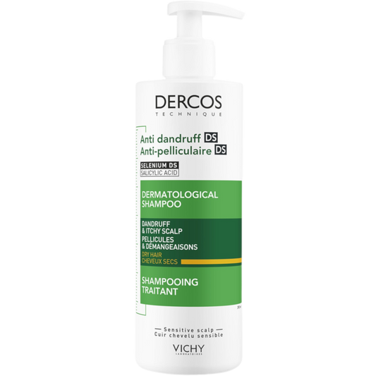 Vichy Dercos Anti-Dandruff Advanced Action Shampoo for Itchy Scalp, Dry Hair