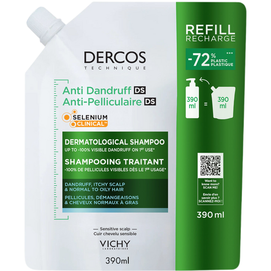Vichy Dercos Anti-Dandruff Shampoo for Normal to Oily Hair Refill
