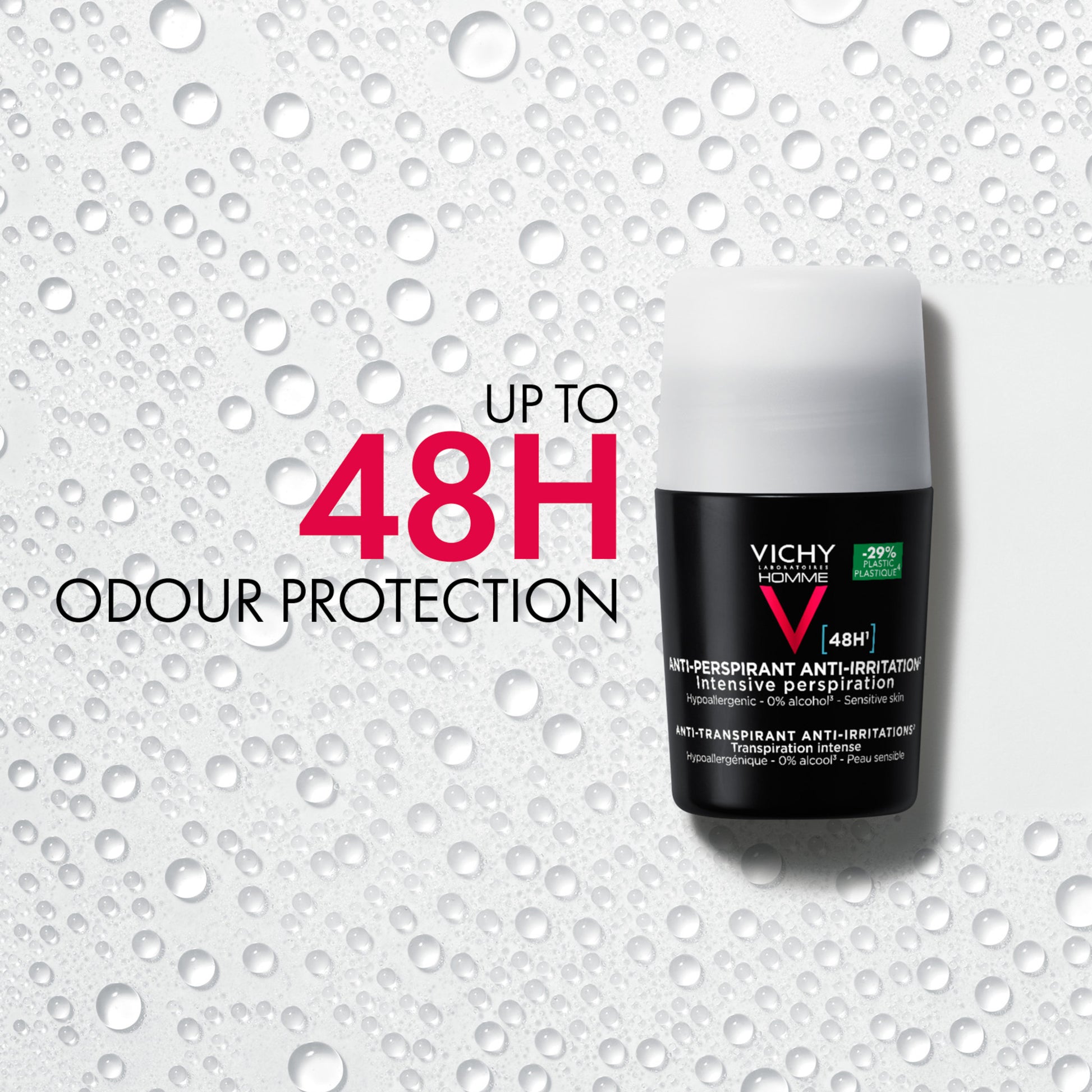 Vichy Homme 48hr Anti Perspirant Sensitive Skin Deodorant Roll-on