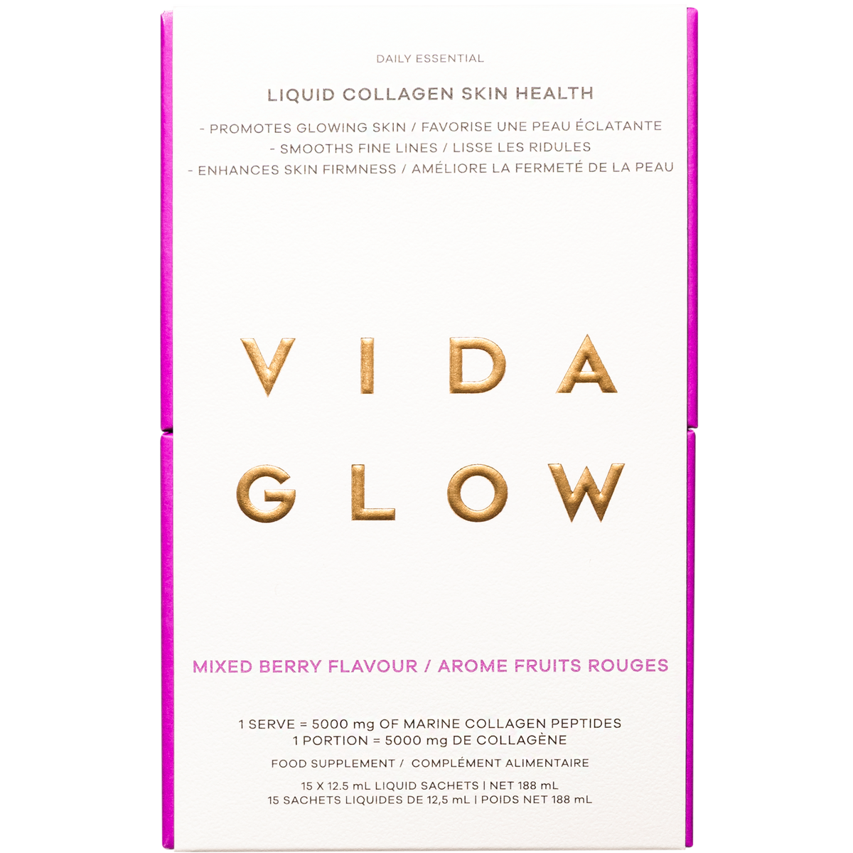 Vida Glow Collagen Liquid Advance - Mixed Berry Flavour - 15 x 12.5ml / Mixed Berry