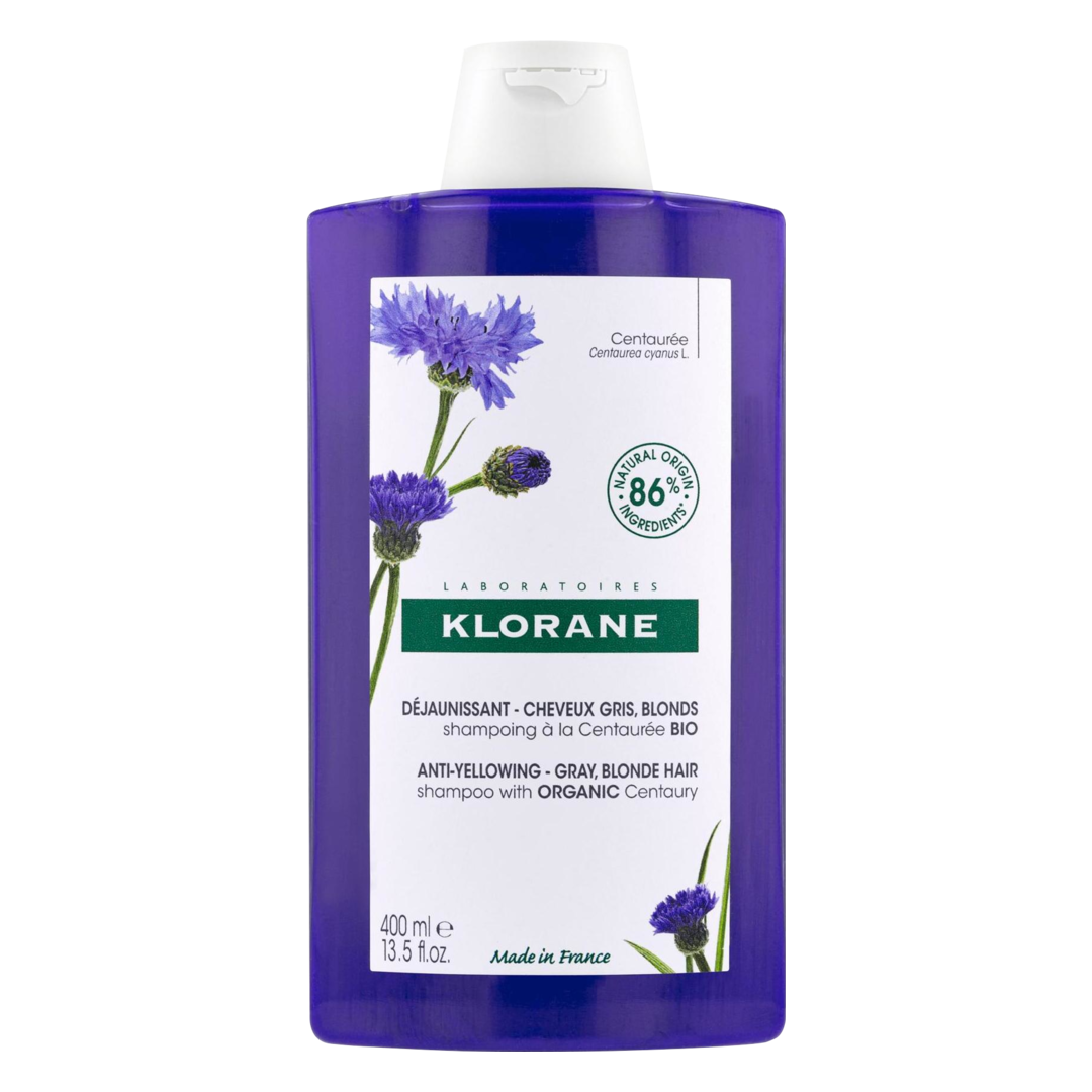 Klorane Centaury Anti-Yellowing Shampoo for Grey, Blonde Hair - 400ml