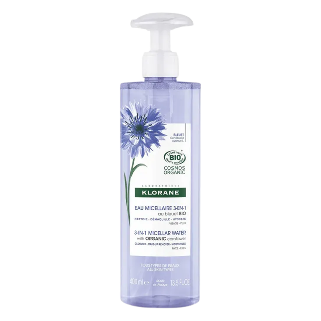 Klorane Micellar Water 3-in-1 Make-Up Remover with Cornflower - 400ml